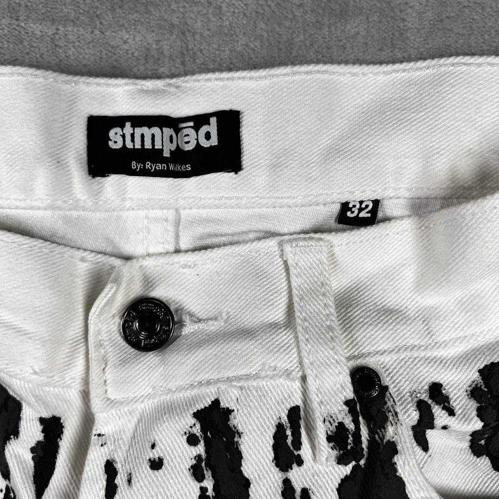STMPĒD By Ryan Wilkes Jeans Mens 32 Vegas Outlaw Paint Drip Raw Hem StreetWear - Picture 10 of 11